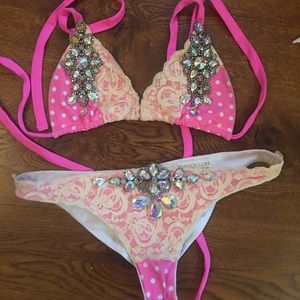Pink Polka Dot Bikini L top M bottom